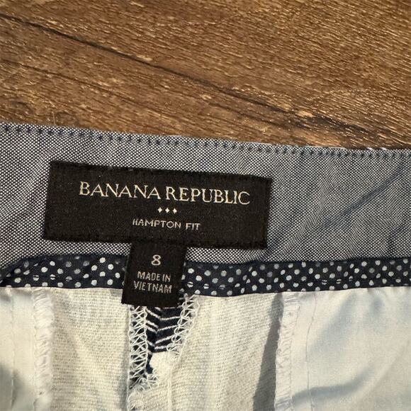Banana Republic Chino Shorts 8 Blue Tropical Leaf Pockets Vacation Resort Cruise - Picture 3 of 7